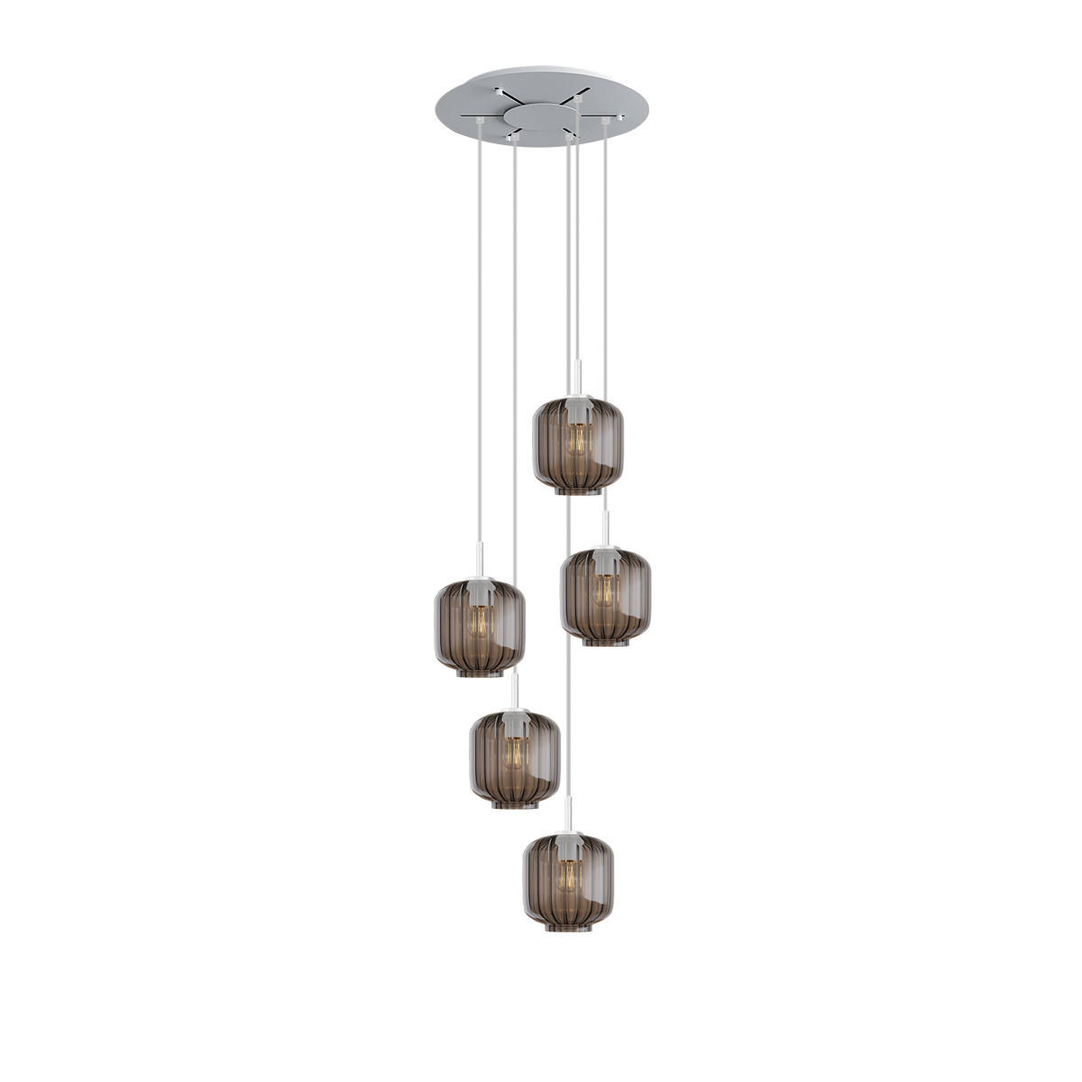 GALERIELEUCHTE Velo 5-flammig Rauch Ø 20cm - Anthrazit/Weiß, Glas (20/20/20cm) - s.luce
