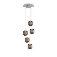 GALERIELEUCHTE Velo 5-flammig Rauch Ø 20cm - Anthrazit/Weiß, Glas (20/20/20cm) - s.luce