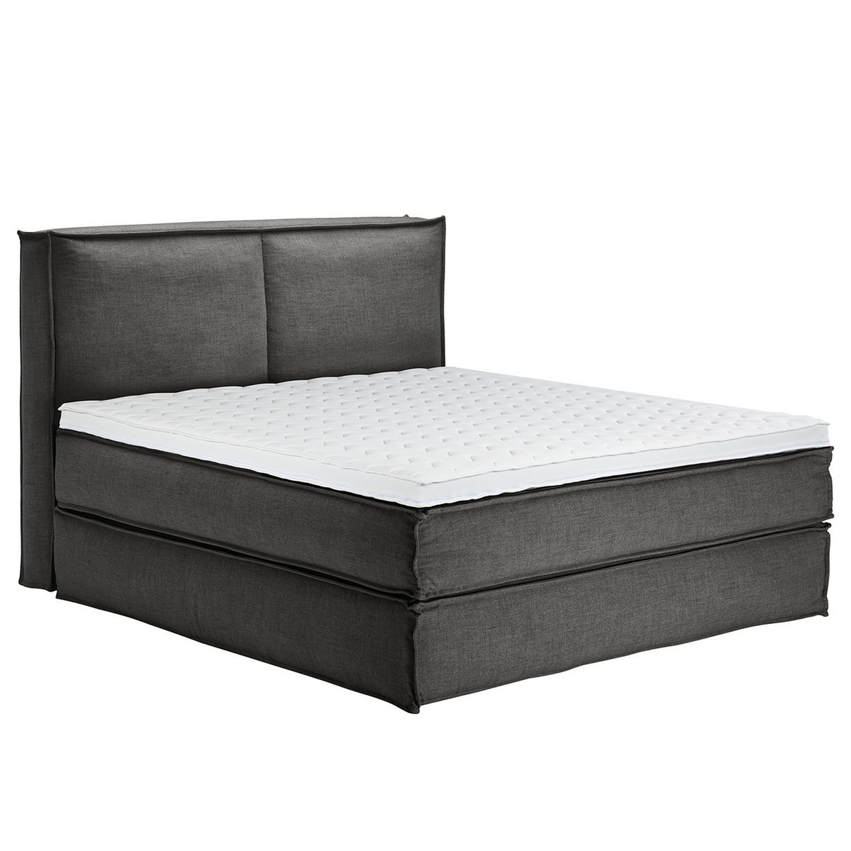 BOXSPRINGBETT mit Kopfteil - Premium - Anthrazit, Textil (180/220cm) - home24