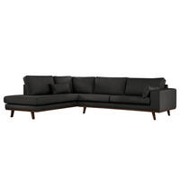 ECKSOFA mit Ottomane - Buchefarben/Schwarz, Textil (287/219cm) - home24