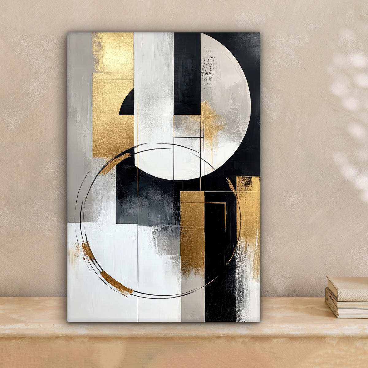 LEINWANDBILD - Abstrakt - Gold - Silber - Formen - Ästhetik - 20x30 - Bilder - Multicolor, Textil (20/30cm) - MuchoWow