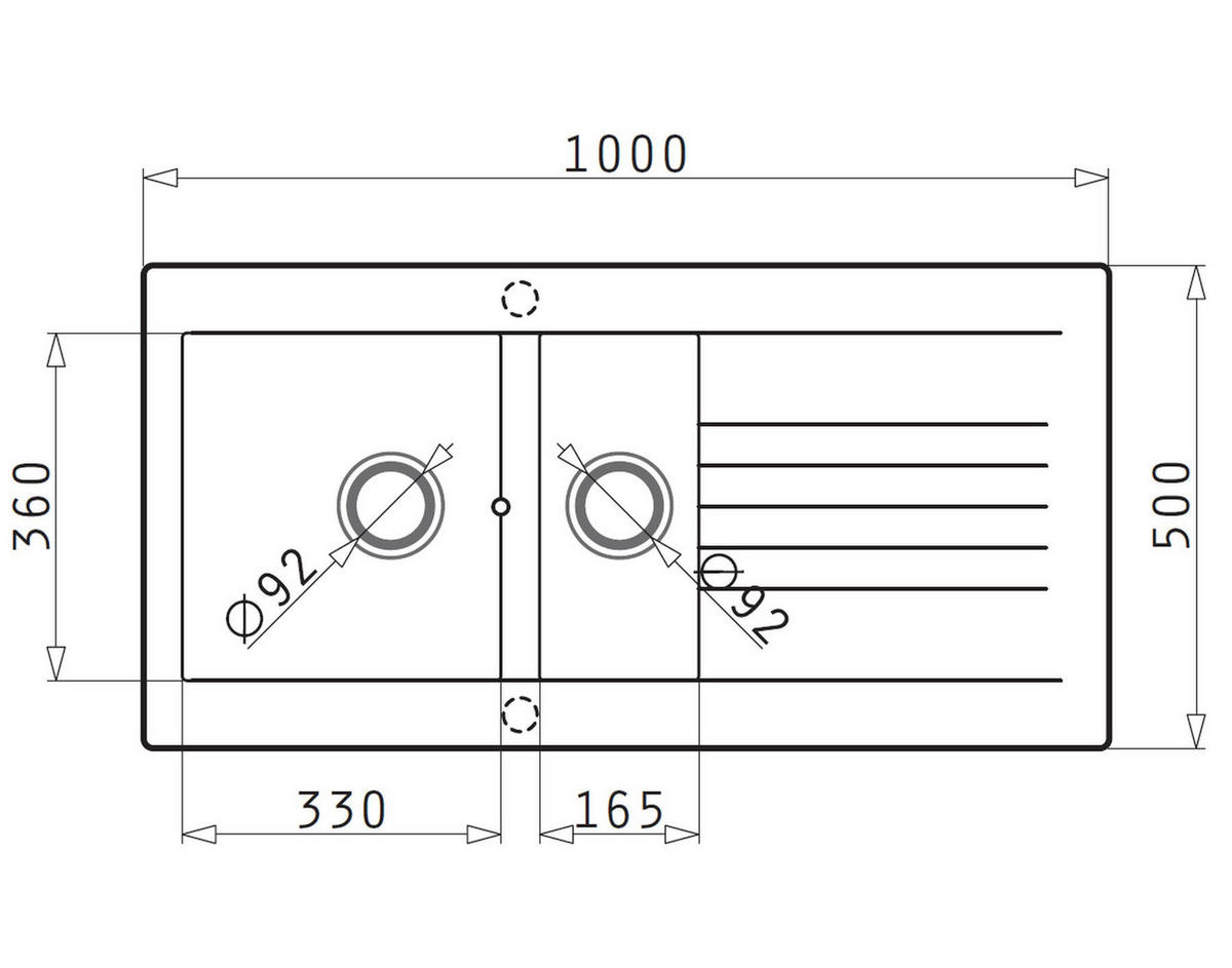 KÜCHENSPÜLE 100x50cm Einbauspüle Siroko 60cm Schrank Einbau reversibel stossfest - Weiß, Metall (50/20/100cm)