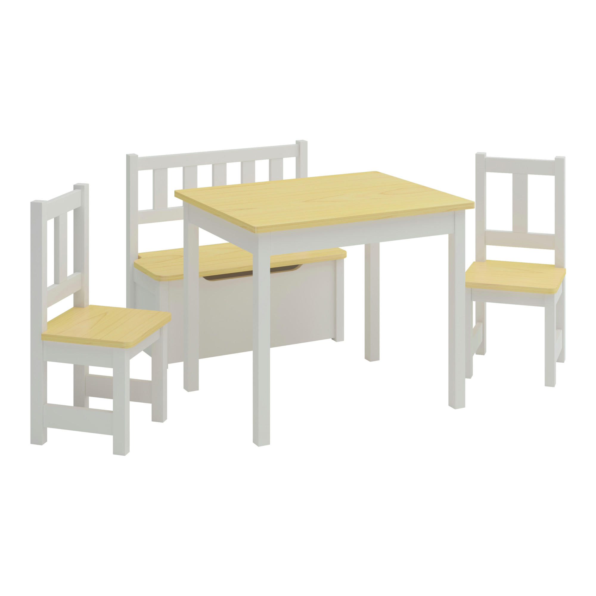 KINDERTISCHSET Lousame - Weiß, Holz (110/50/48cm) - [en.casa]