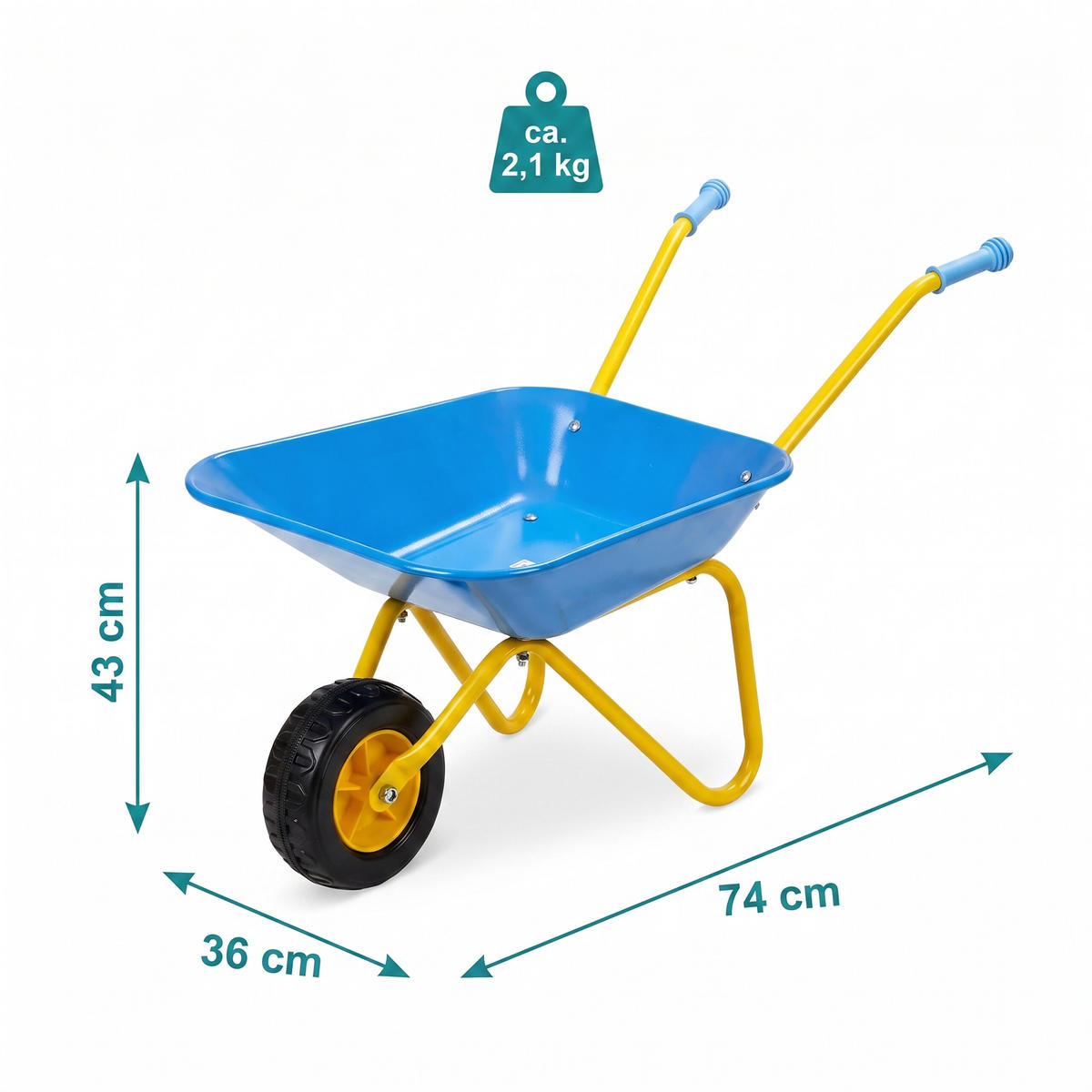 ROABĂ Albastră pentru copii metal - albastru, material plastic/metal (74/43/36cm) - Relaxdays