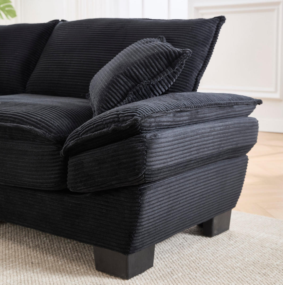 SOFA 2-Sitzer mit ultratiefem Sitz ca. 224 x 81 x 81 cm Velvet Black - Schwarz, Kunststoff (224/81/81cm) - Meubliv