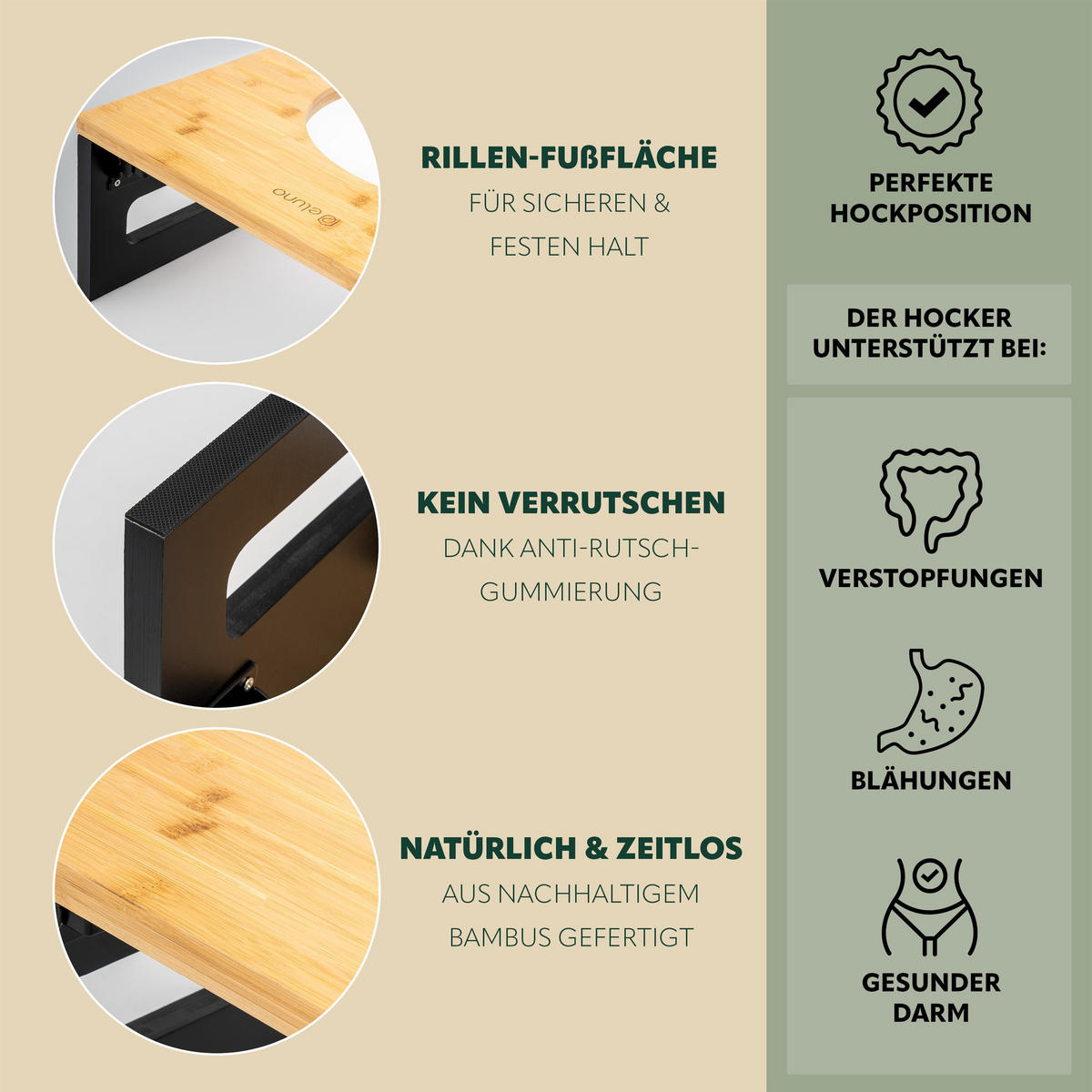 TOILETTENHOCKER Bambus, schwarz - Schwarz, Holz (43.5/18.5/28cm) - eluno