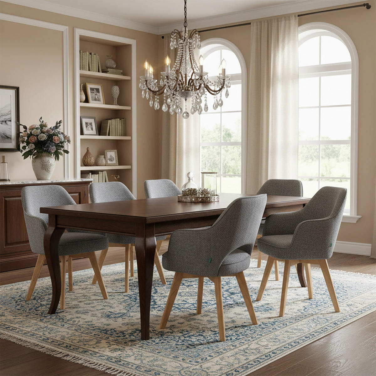 DREHSTUHL Mika-Mara 2er-Set - Honigeiche/Dunkelgrau, Eichenholz/Holz (60/87/65cm) - DUBI Möbel