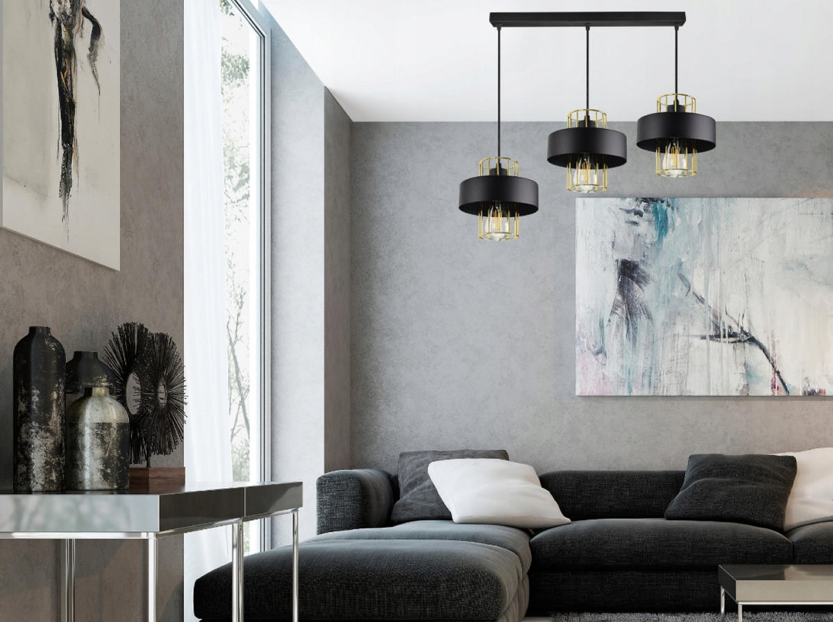 PENDELLEUCHTE LOFT - Goldfarben/Schwarz, Metall (20/90/90cm) - kiki design