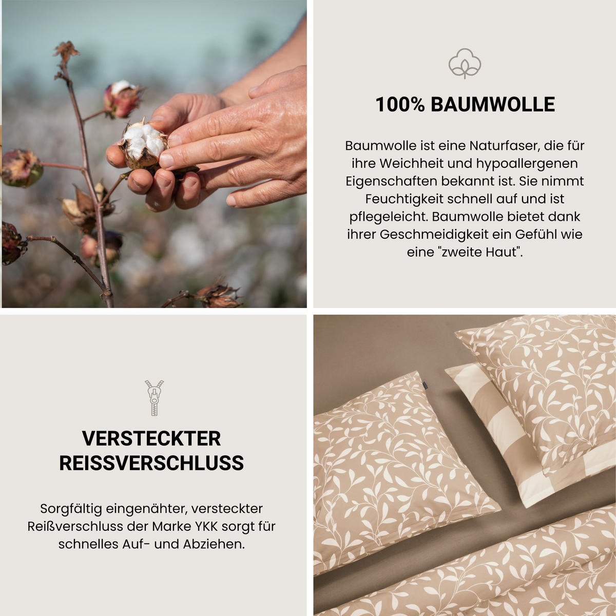 BETTWÄSCHESET Melvin - Renforcé - 2-teilig - 135 x 200 cm - Sand - Sandfarben, Textil (135/200cm) - SCHIESSER