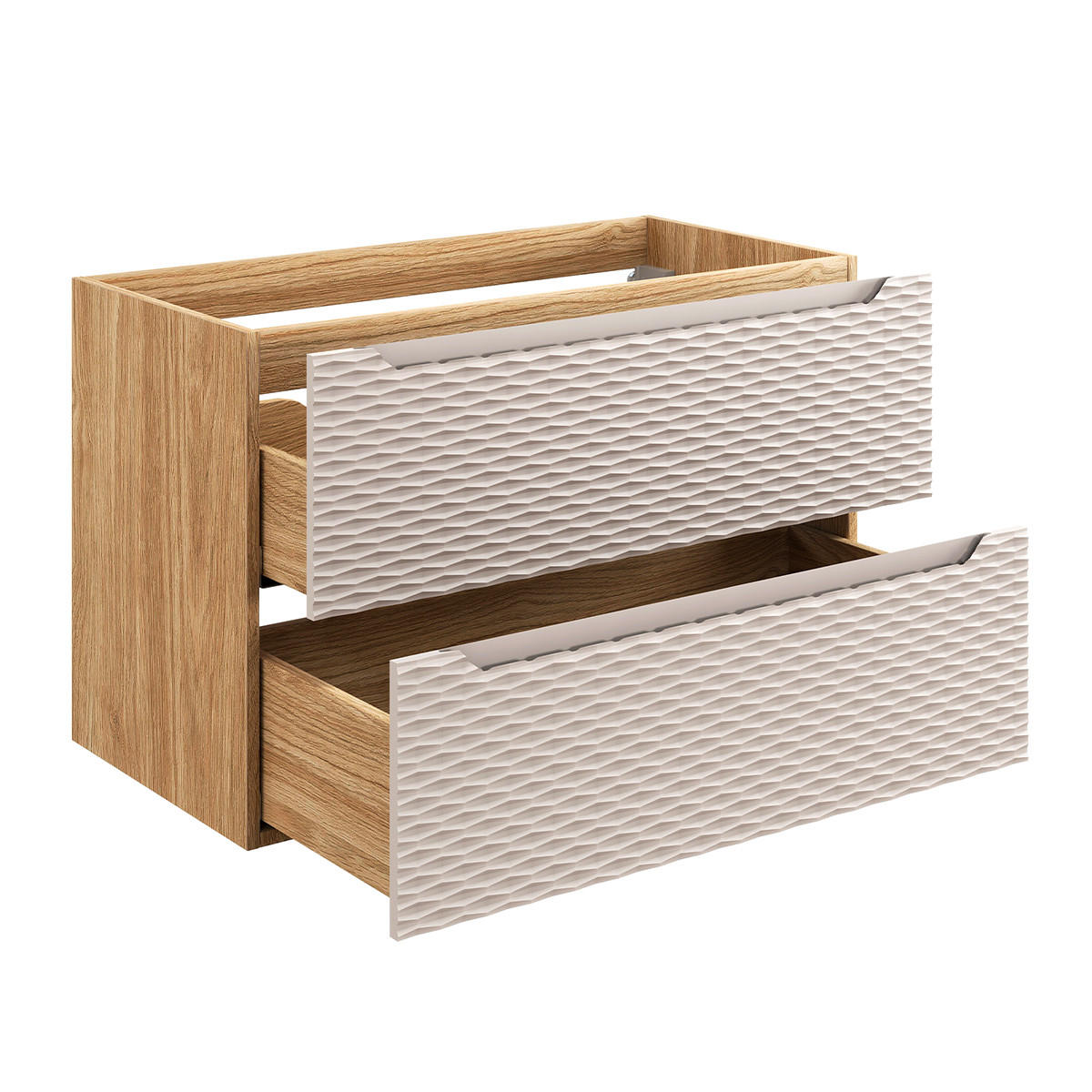 WASCHTISCHUNTERSCHRANK 90cm Elora Beige und Holz - Braun, Holzwerkstoff (90/57/46cm) - Petits-meubles