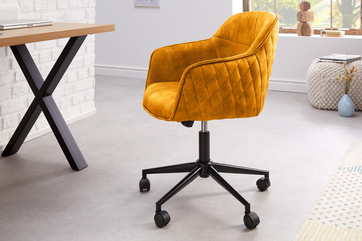 STUHL EUPHORIA Samt Senfgelb 90 cm - Gelb/Schwarz, Textil/Metall (58/81/60cm) - riess-ambiente