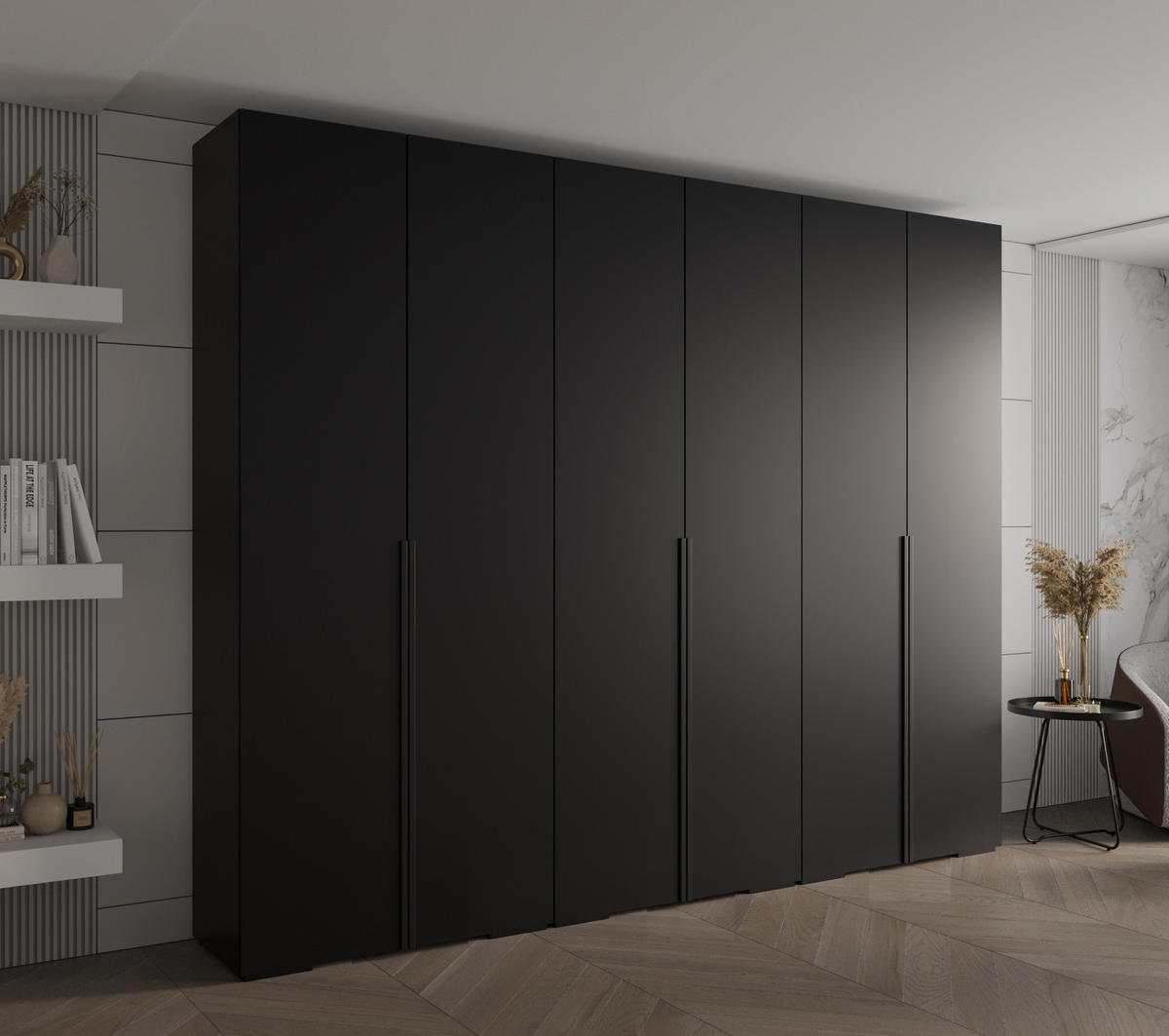 DREHTÜRENSCHRANK 236.7/300/47 6-türig - Schwarz, Holz/Metall (300/236.7/47cm) - MÖBEL KRYSPOL