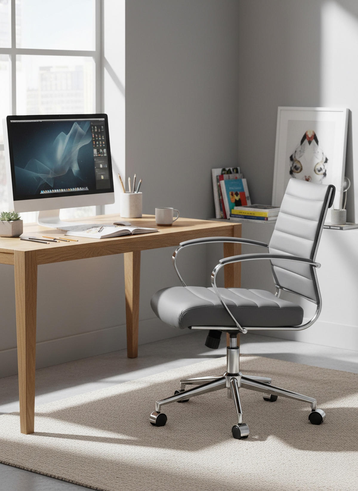 BÜROSTUHL Rynex Kunstleder grau - Chromfarben/Grau, Metall (57/100/62cm) - TPFLiving