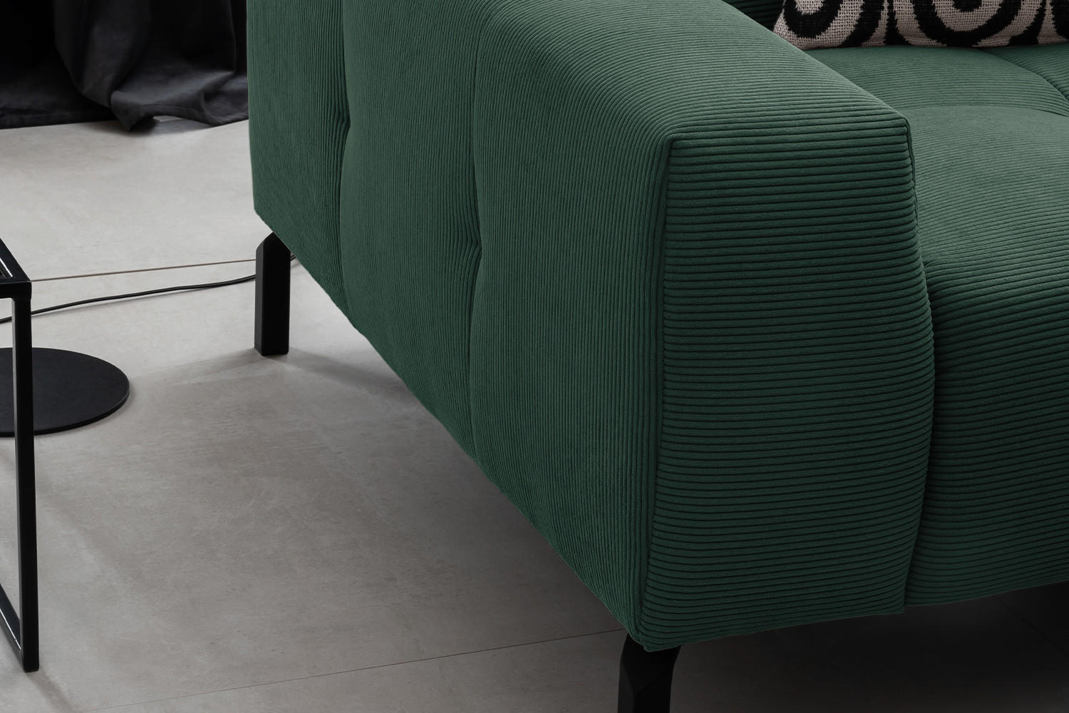 ECKSOFA MIT MOTORISCHEM SITZVORZUG OHIO Smaragdgrün Cord - Smaragdgrün/Schwarz, Textil/Metall (311/219cm) - KAWOLA