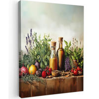 LEINWANDBILD Stilleben - Kräuter - Gewürze - Früchte - Farbenfroh 30x40 cm - Grün, Textil (30/40cm) - MuchoWow