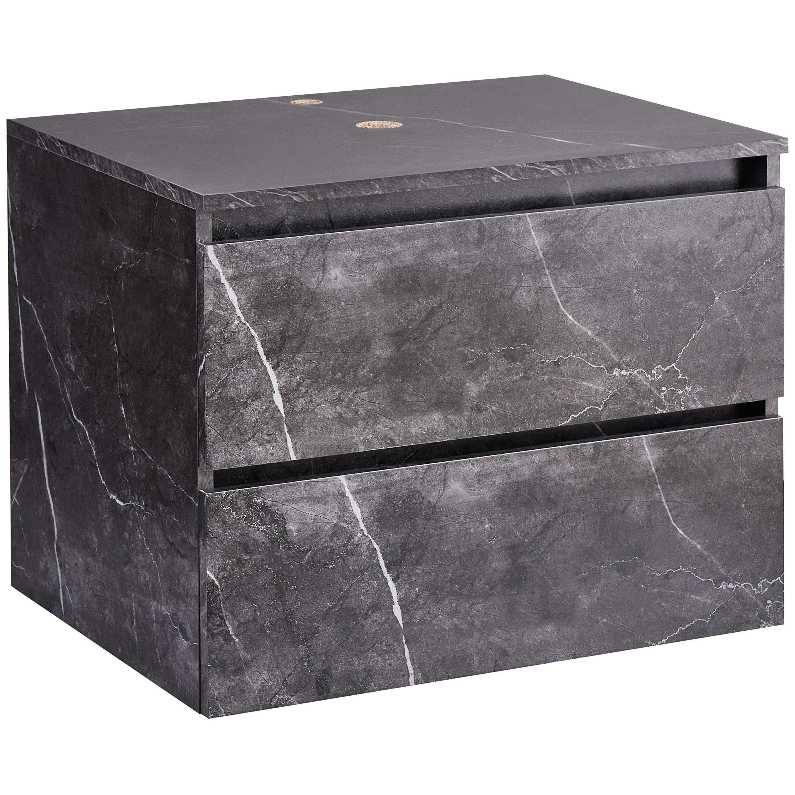 WASCHBECKENUNTERSCHRANK wandmontiertk 60 cm Schwarzer Marmor Serra - Schwarz, Holzwerkstoff (60/47/47cm) - Beliani