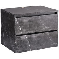WASCHBECKENUNTERSCHRANK wandmontiertk 60 cm Schwarzer Marmor Serra - Schwarz, Holzwerkstoff (60/47/47cm) - Beliani