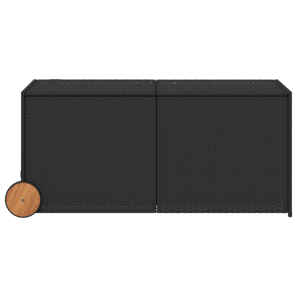 GARTENTRUHE mit Rollen Schwarz 283L Poly Rattan - Schwarz, Kunststoff (127/102/55cm) - furnicato