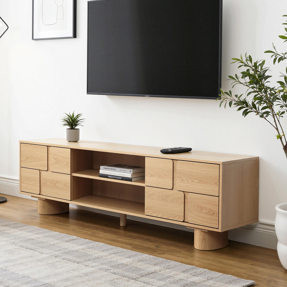 TV Lowboard, Holzwerkstoff | B160 x T39 x H45 cm - Eichefarben, Holzwerkstoff (160/45/39cm) - Hometopia