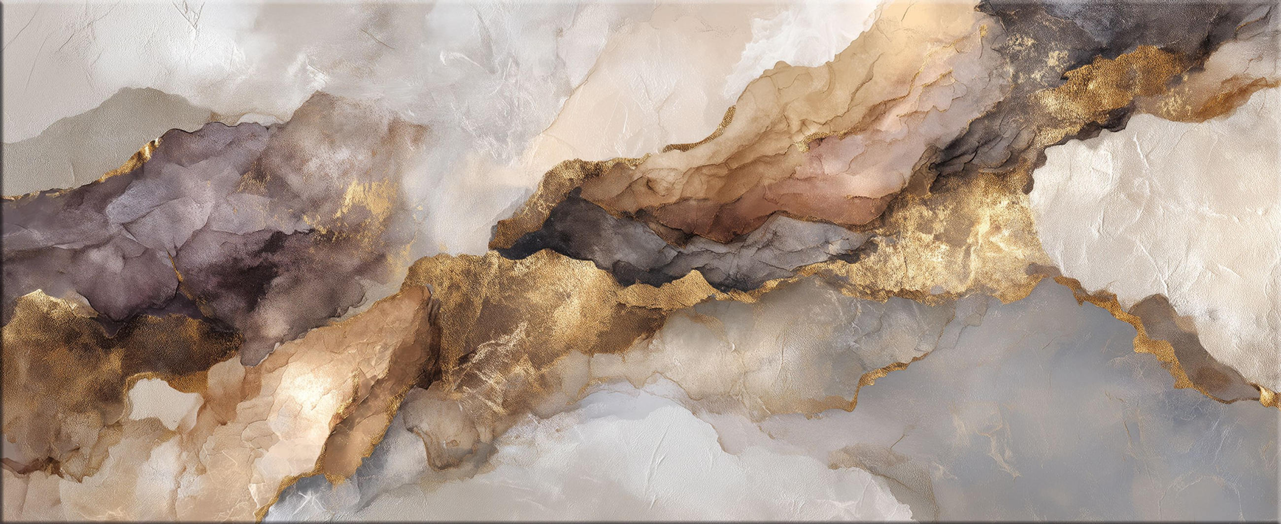 GLASBILD 125x50 cm abstrakte Kunst gold - Beige, Glas (125/50cm) - artissimo