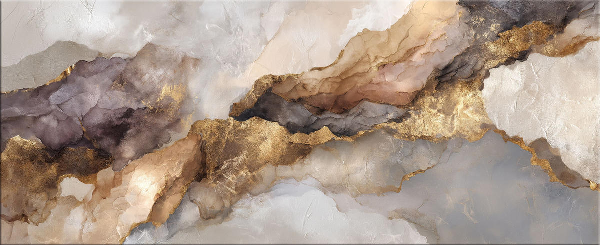 GLASBILD 125x50 cm abstrakte Kunst gold - Beige, Glas (125/50cm) - artissimo