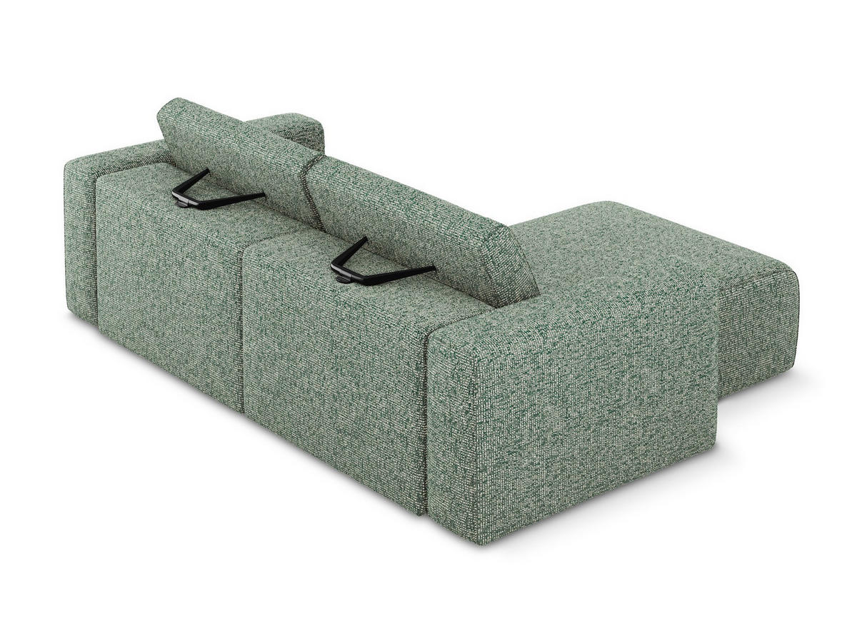 ECKSOFA Links Strukturstoff Stoff Grün - Schwarz/Hellgrün, Kunststoff/Textil (167/224cm) - Makamii