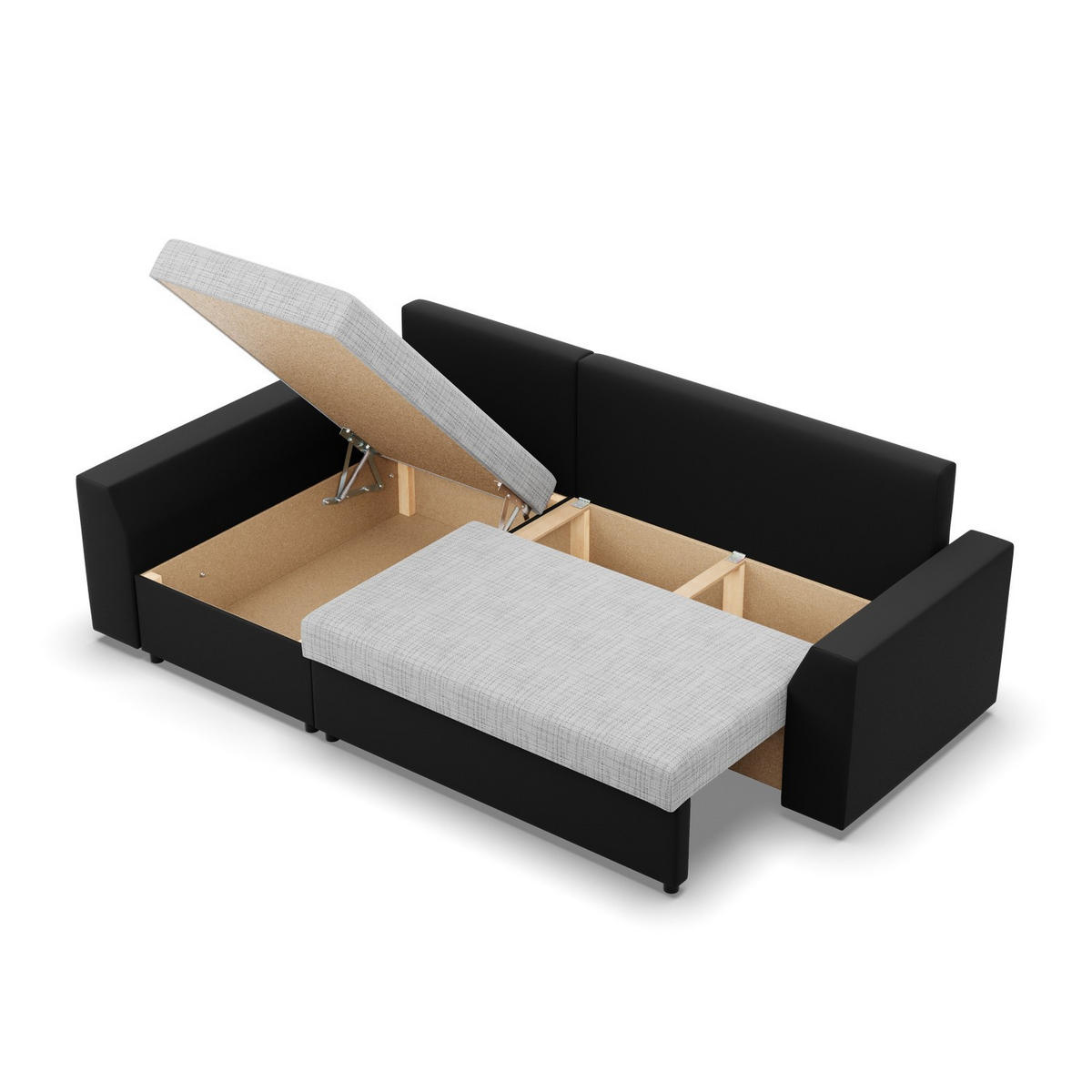 ECKSOFA MIT SCHLAFFUNKTION LUGO BONELL Grau/Schwarz - Schwarz/Grau, Textil (140/243cm) - Mebligo