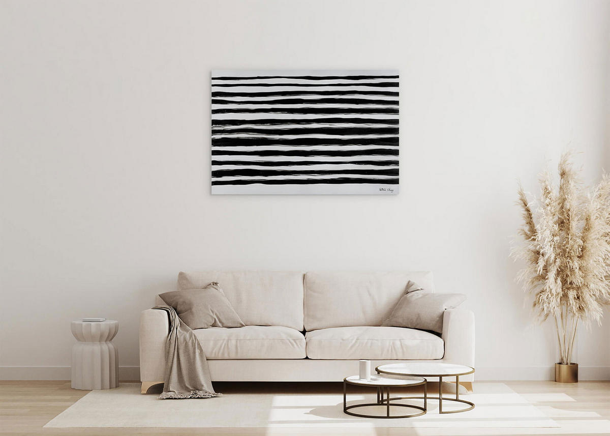 ACRYLBILD HANDGEMALT 120/80 cm - Schwarz, Holz/Textil (2.5/80cm) - KUNSTLOFT