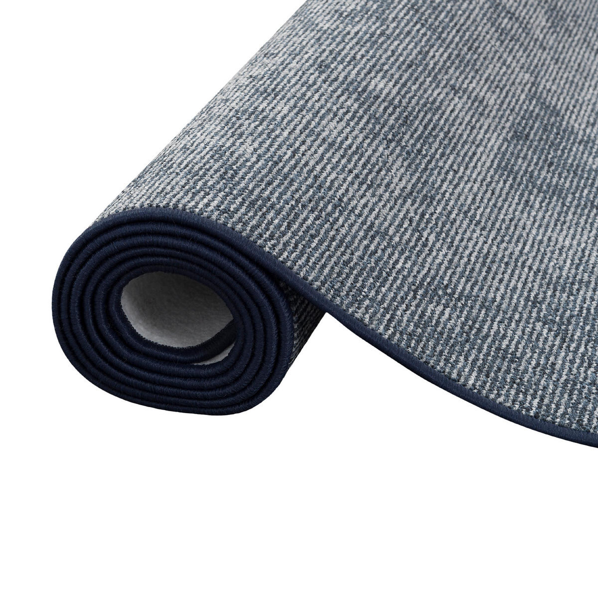 STREIFENBERBER TEPPICH LÄUFER LINES MELIERT - Blau, Textil (100/100cm) - Snapstyle