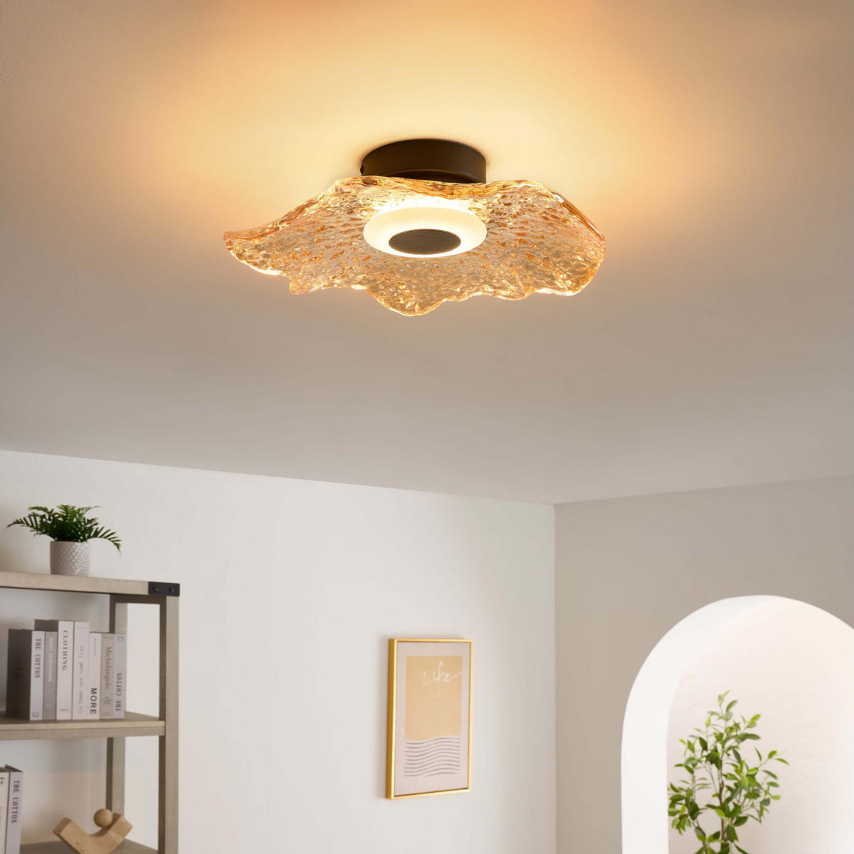 DECKENLEUCHTE Lioria, Schwarz und Bernstein, 11cm - Bernsteinfarben, Glas (11/40/40cm) - KOSILUM