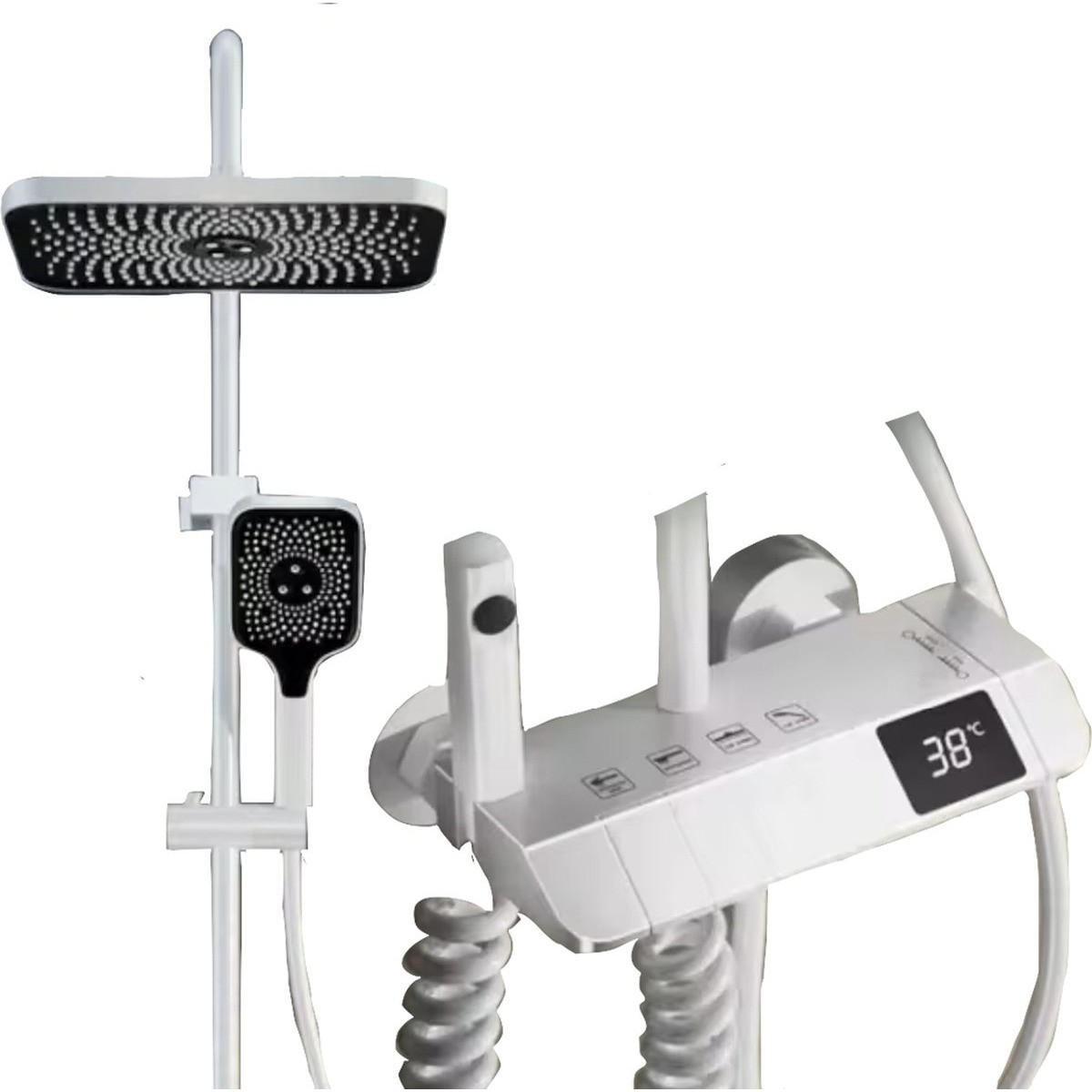 ÜBERKOPFBRAUSESET Digitalanzeige Weiß - Weiß, Metall (32/82/21cm) - Kaket