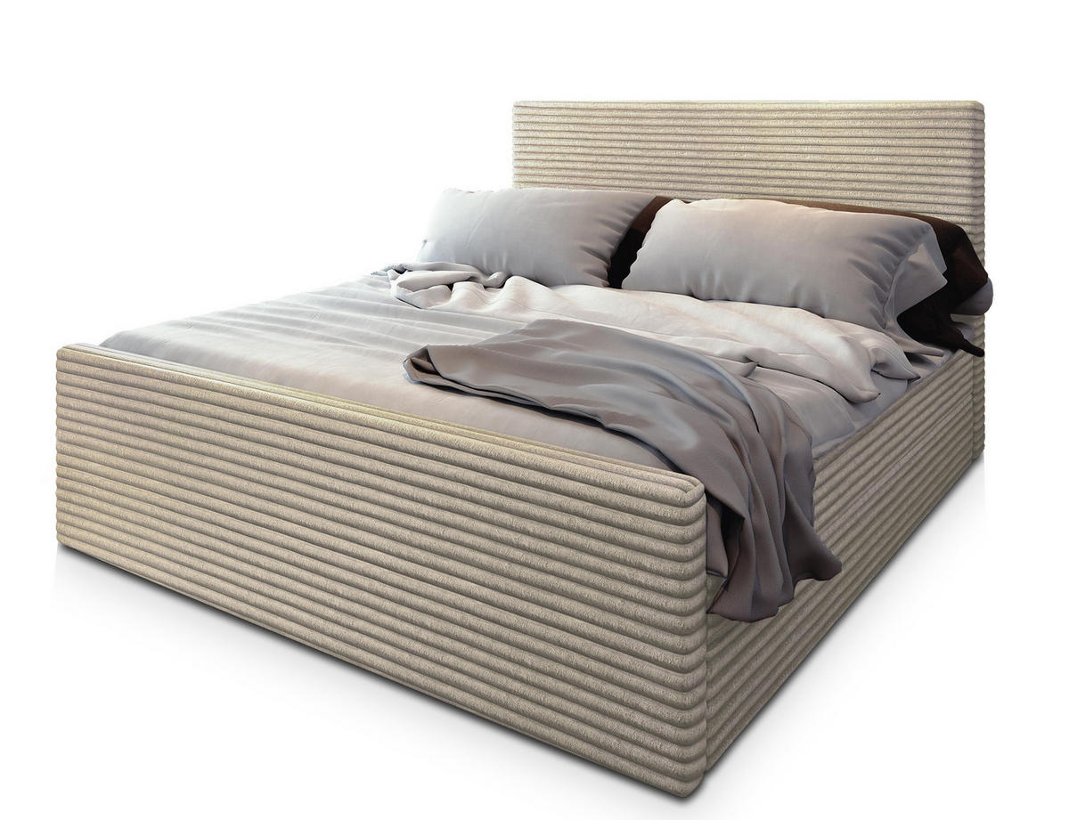 POSTEL BOXSPRING BRENTO 160x200 cm, s matrací a úložným prostorem, krémová - krémová, kompozitní dřevo/textil (160/200cm) - MASSENO