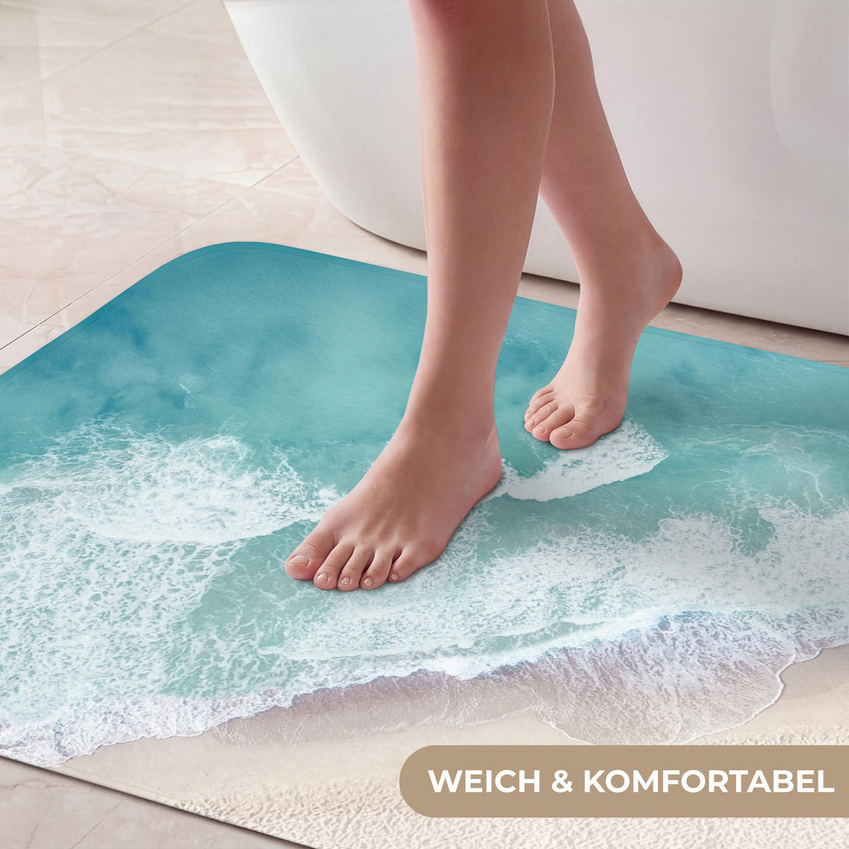 KOUPELNOVÁ PŘEDLOŽKA Pláž - Moře - Příroda - Léto 90x60 cm - tyrkysová, textil/plast (90/60cm) - OnlyWow