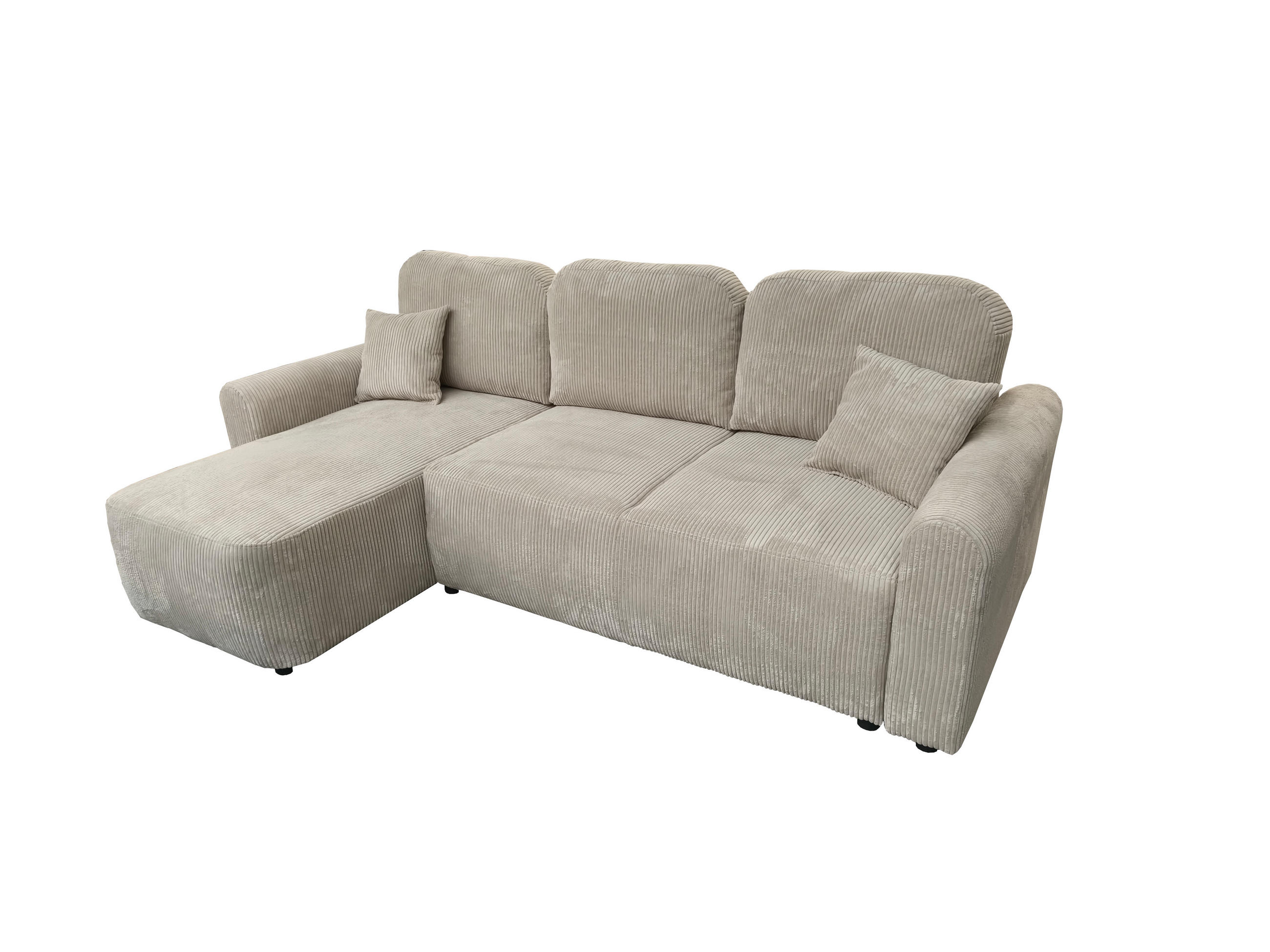 ECKSOFA HENRY in kalt Beige mit Schlaffunktion und Bettkasten - Greige, Textil (232/150cm) - KS Home Concept