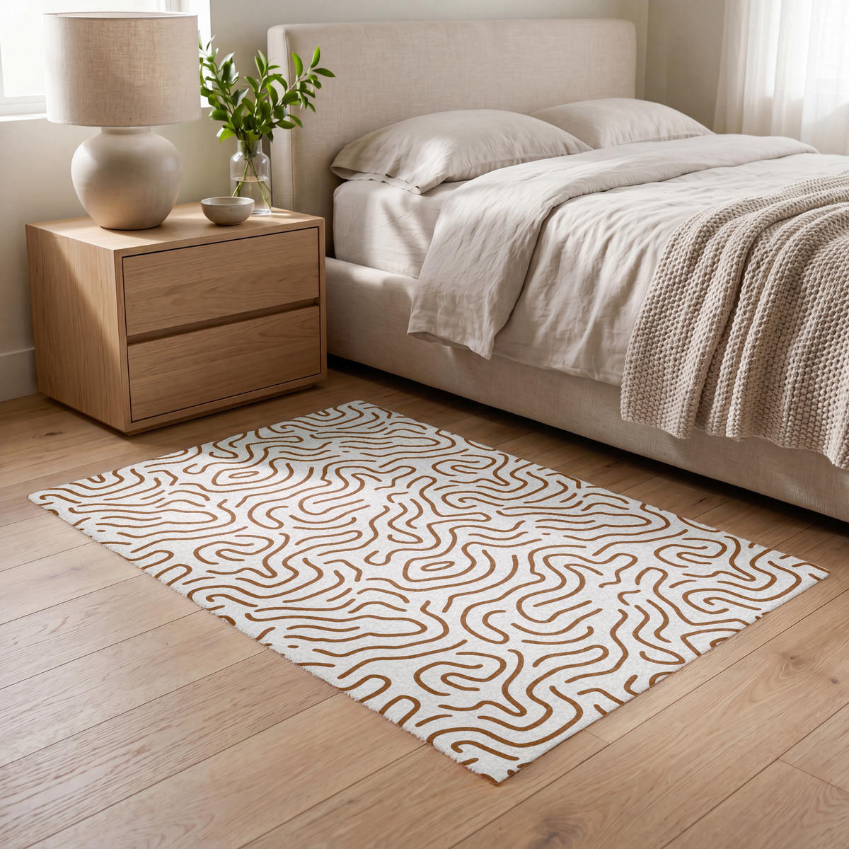 PREPROGE - Krivulje - 120x80 cm - rjava, umetna masa/tekstil (120/0.4cm) - OnlyWow