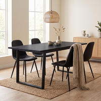 ESSTISCH Amble, Schwarz / Marmoroptik, MDF / Metall, 160/90/74 cm - Schwarz, Holzwerkstoff/Metall (90/160/74cm) - ebuy24