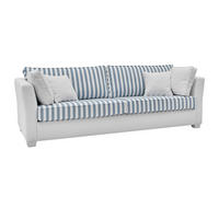 SOFA 3-Sitzer creme blau gestreift, Landhaus 240 cm, Couch inklusive Kissen - Blau/Creme, Holz/Textil (240/88/96cm) - Furn.Design