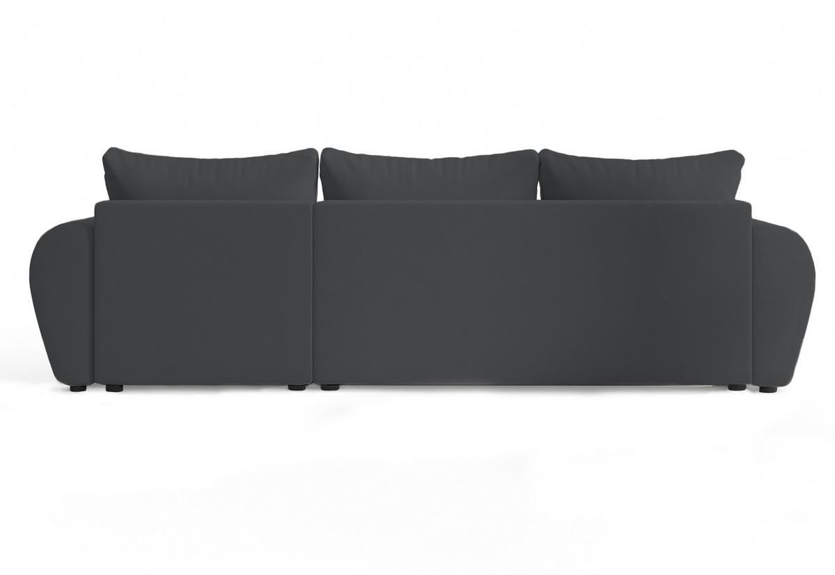 ECKSOFA L Form Malatya Dunkelgrau 246/145/80 cm stilvolle mit Schlaffunktion R - Dunkelgrau/Schwarz, Kunststoff/Textil (246/145cm) - AX Living