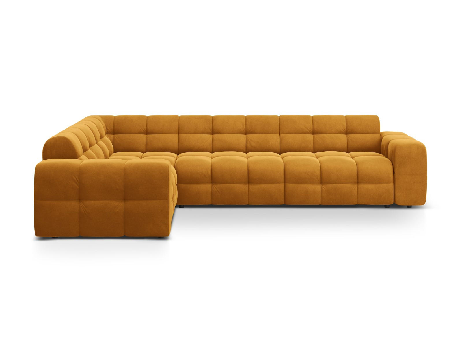 ECKSOFA links Kendal aus Samt senf 6 Sitzplätze - Dunkelgelb, Textil (231/332cm) - Micadoni