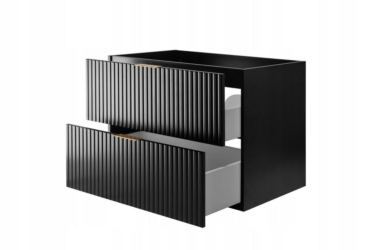 WASCHBECKUNTERSCHRANK FLOW + Platte Schwarz matt 80/57/46 cm - Schwarz, Holzwerkstoff (80/57/46cm) - Rodan