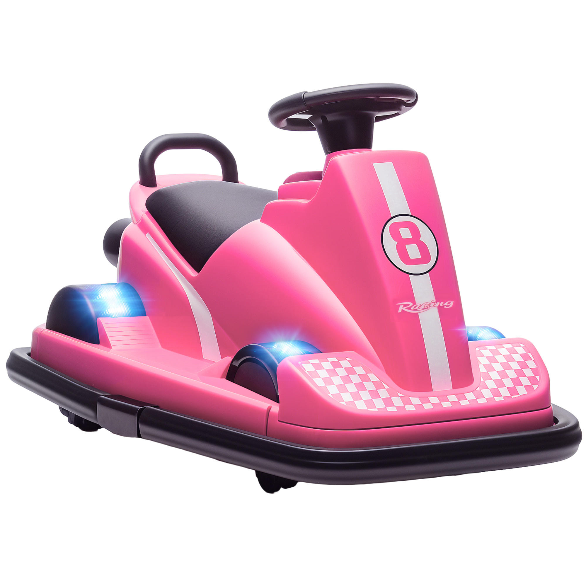 AUTOSCOOTER DE-06270 360° drehbar mit Lenkrad und LED-Lichtern Rosa - Pink, Kunststoff/Metall (74/53/48cm) - ComfortXL