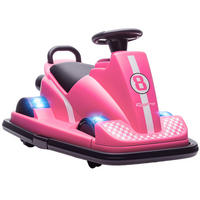 AUTOSCOOTER DE-06270 360° drehbar mit Lenkrad und LED-Lichtern Rosa - Pink, Kunststoff/Metall (74/53/48cm) - ComfortXL