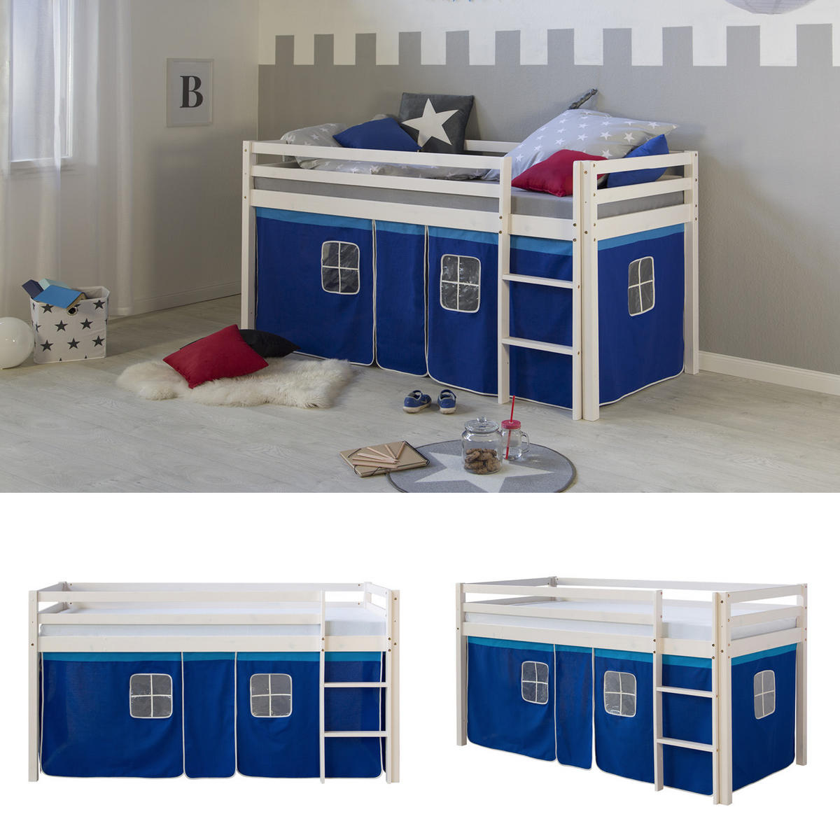 HOCHBETT 90/200 cm Blau - Blau/Weiß, Holz - Homestyle4u