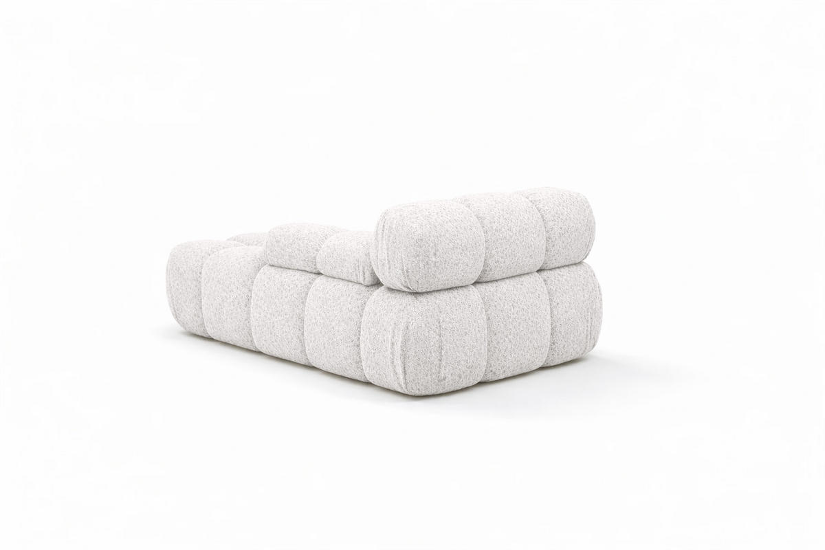 CHAISELONGUE Modular, Bouclé-Stoff Abriamo, Ecru, Links, Selia - Ecru, Holz (95/70/160cm) - Kaiser Möbel