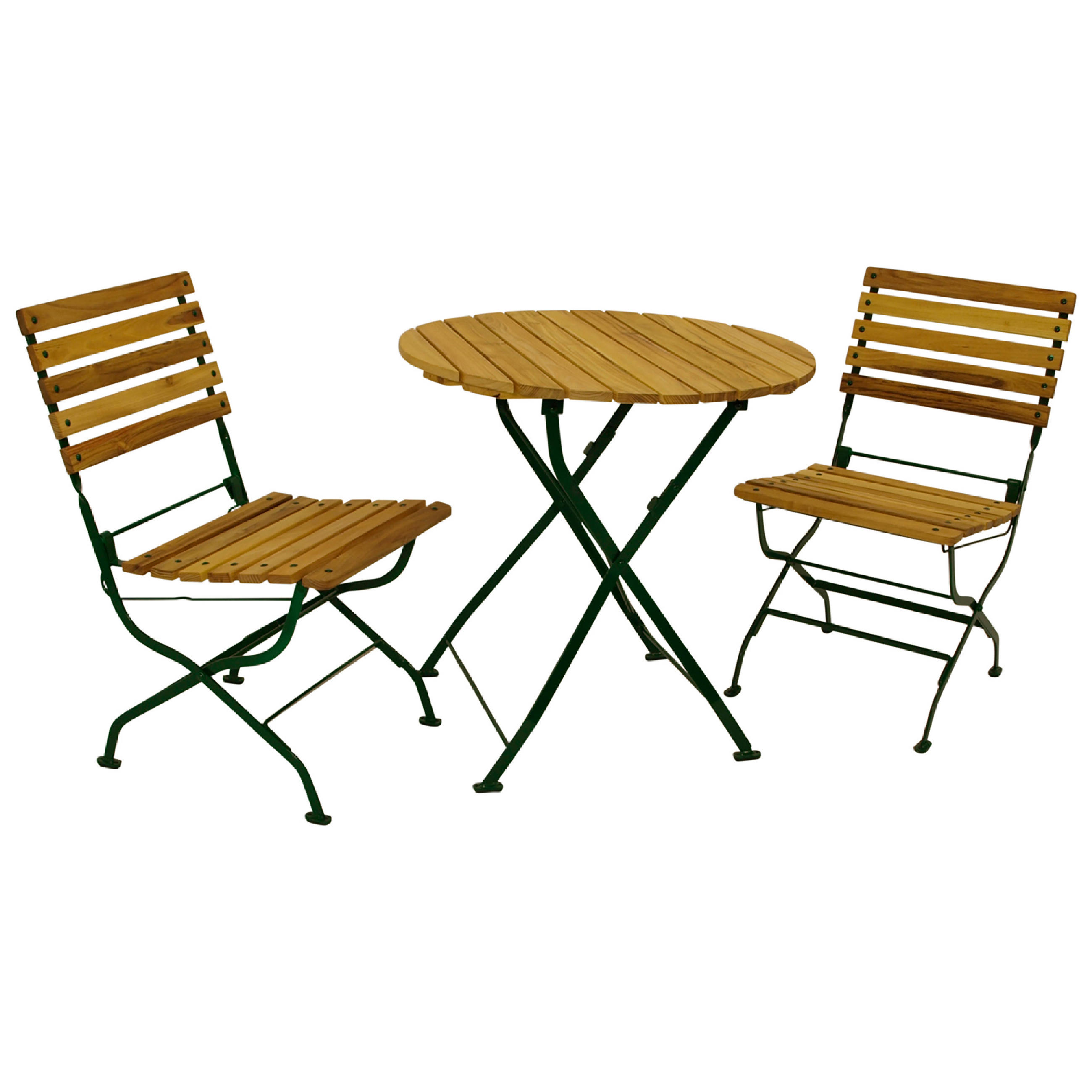 SITZGRUPPE Newcastle 3-teilig, Gartenmöbel Set 2 Personen - Flachstahl - Robinienholz -Bistrotisch Set mit 2 Stühlen - dunkelgrün - Grün, Holz - TPFGarden