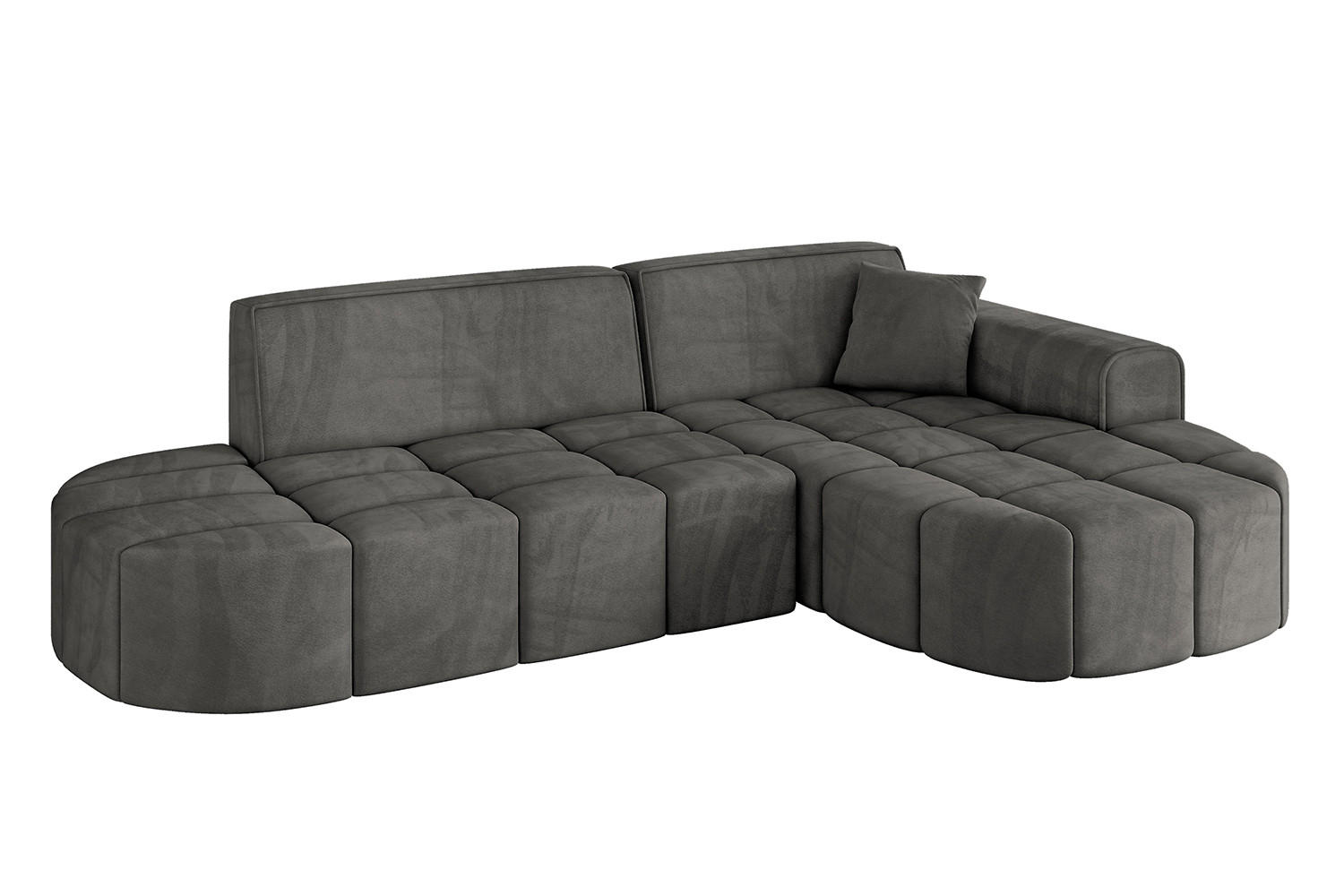 ECKSOFA Ottomane Rechts LIVO-L1 - 252x173x79,5 cm Dunkelgrau - Dunkelgrau, Holzwerkstoff/Textil (252/173cm) - ALTDECOR