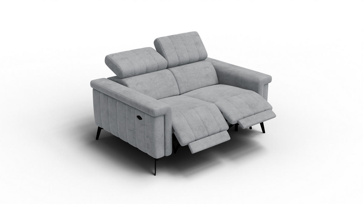 RELAXSOFA NORDEL 2-Sitzer, grau - Schwarz/Grau, Holz/Textil (150/80/105cm) - Courtois Laville