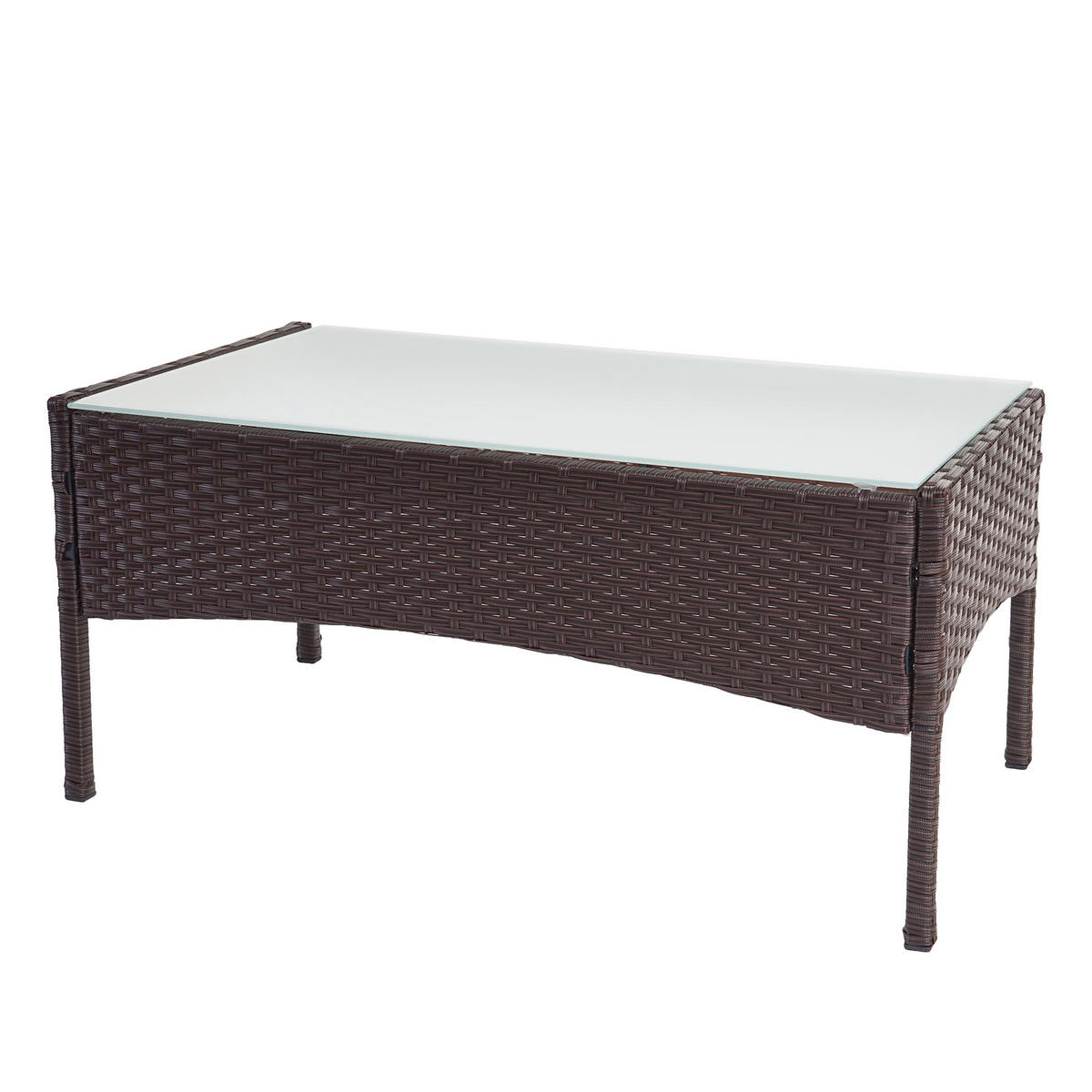 POLY-RATTAN GARNITUR Braun - Braun/Weiß, Kunststoff - MCW