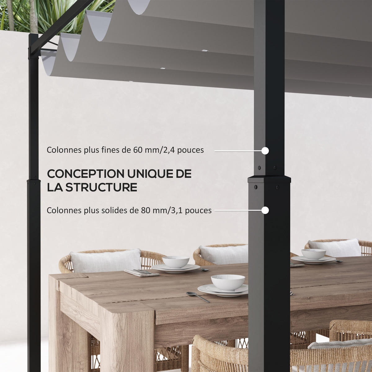 PERGOLA DE-12664 300/300 cm mit Magnet Grau - Grau, Metall (298/230/298cm) - ComfortXL