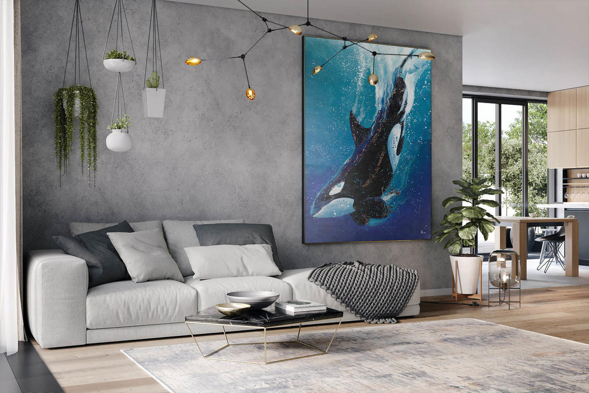 ÖLGEMÄLDE XXL Blau 150/200 cm - Blau, Holz/Textil (7.88/200cm) - KUNSTLOFT